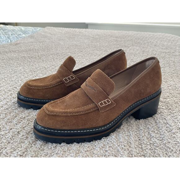Bernardo Shoes - Bernardo Womens 8.5 Selma Anthropologie Brown Suede Lug Sole Platform Loafer